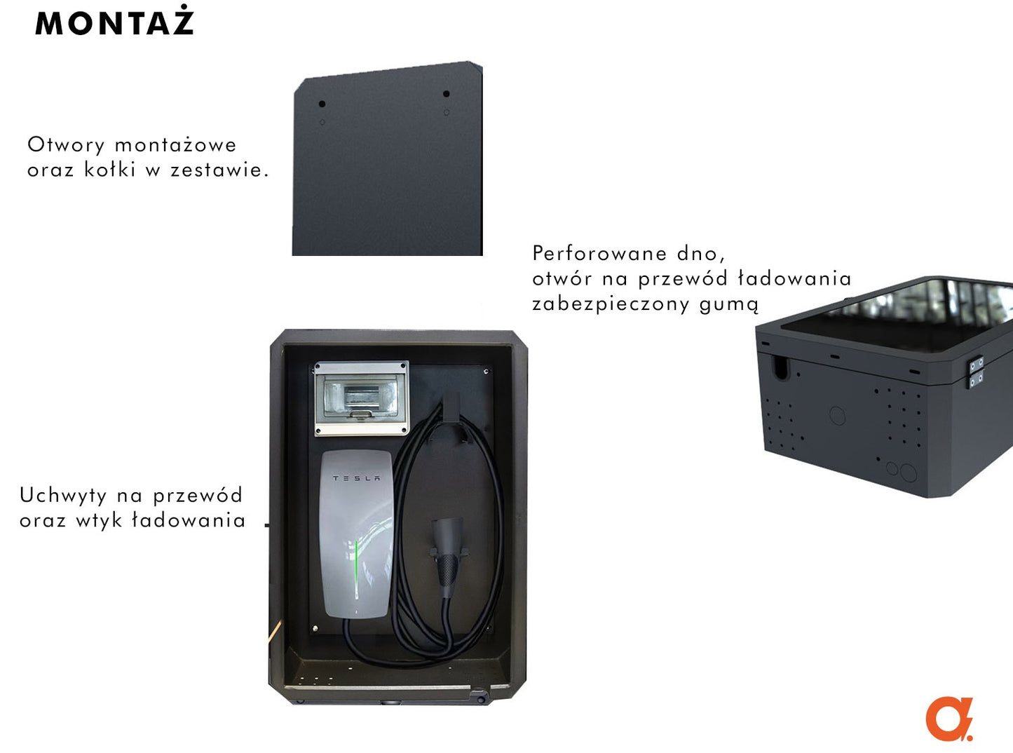 Metal Cabinet for EV Charger AMP-BOX Black